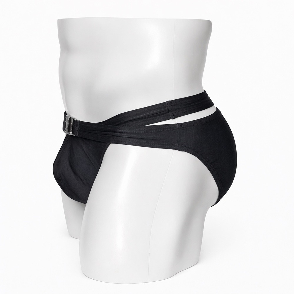 Andrew Christian Small (28-31) Black Wrap Buckle Bikini Swim Briefs 70117 NWT - Picture 4 of 12